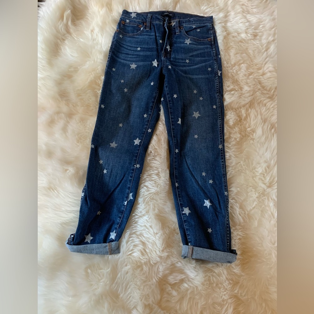 J. Crew Blue Star-Patterned Boyfriend Jeans